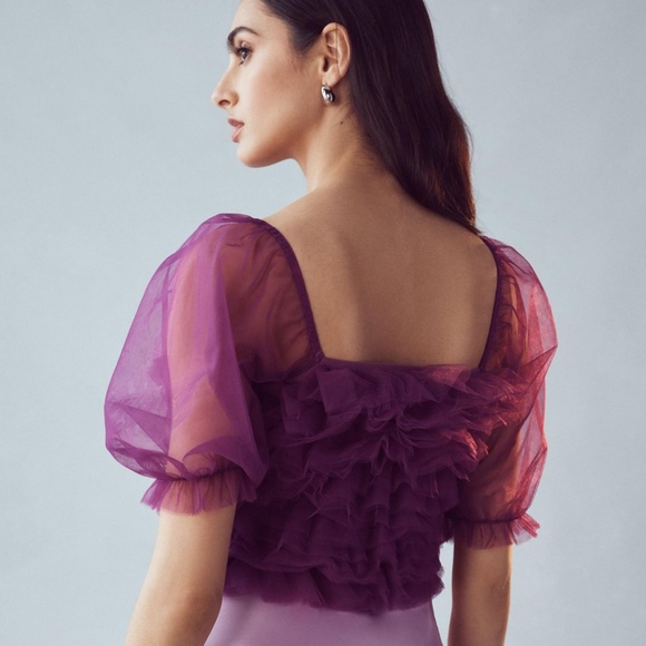 Brand New ENDLESS ROSE ORGANZA RUFFLE CROP TOP - Picture 2 of 9